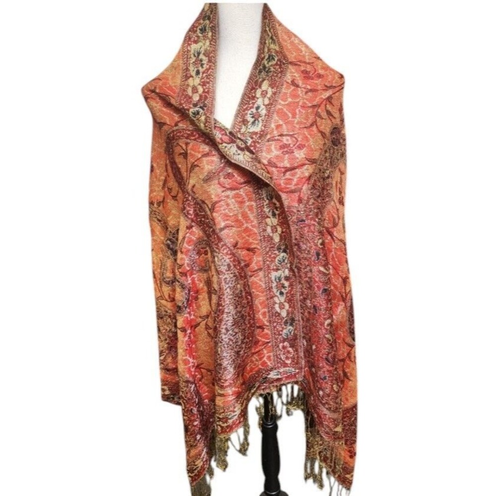 Traditional Kalamkari Paisley Pashmina Shawl Reversible